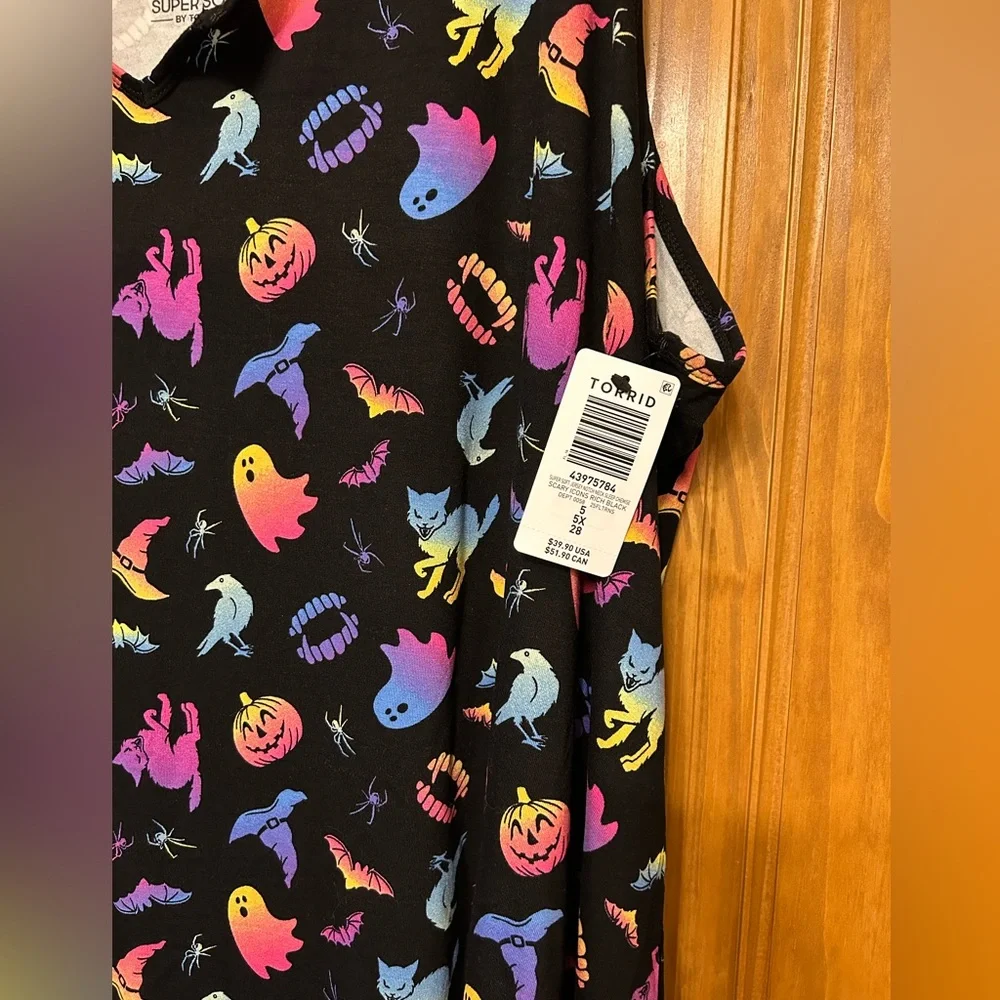 Torrid Super Soft Jersey Sleep Chemise & Boyshort Panty Scary Icons size 5 NWT 👻 - Picture 5 of 8